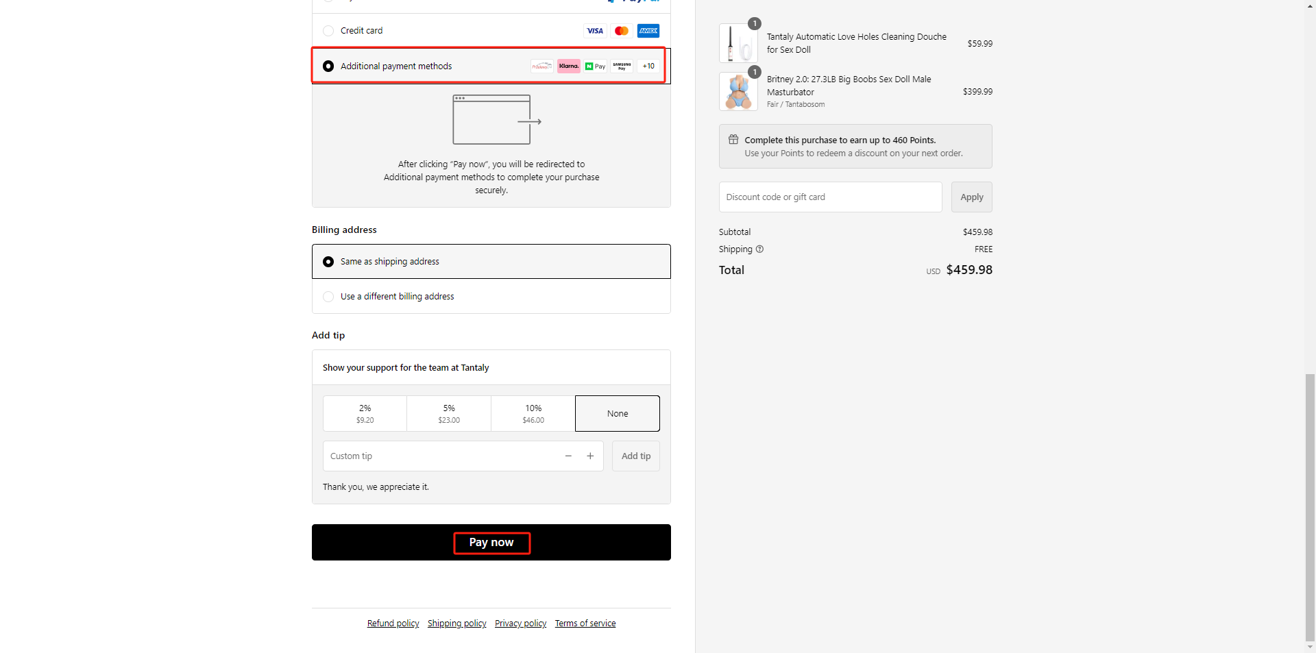 how to use Klarna's Pay in 4 in Tantaly 5.png